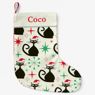 Petite Chaussette De Noël Chats atomiques rétro de Noël du milieu du siècle