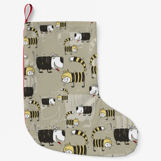 Petite Chaussette De Noël Chats & Chiens : Drôle Texture sans Seamless (Devant)