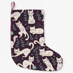 Petite Chaussette De Noël Chats Doodle Style Motif Vintage