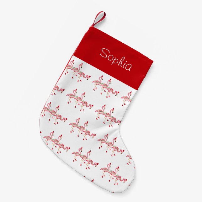 Petite Chaussette De Noël Chausson de Noël Flamants Initiales (Devant (Accrochage))