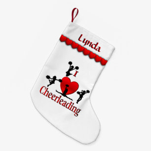 Petite Chaussette De Noël Cheerleading unique de coeur d'I personnalisé