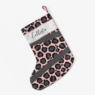 Petite Chaussette De Noël Cheetah Léopard rose Fille Chic
