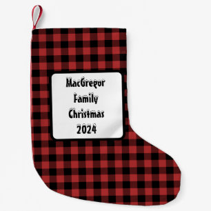 Petite Chaussette De Noël Chèque de Buffle Noir Rouge
