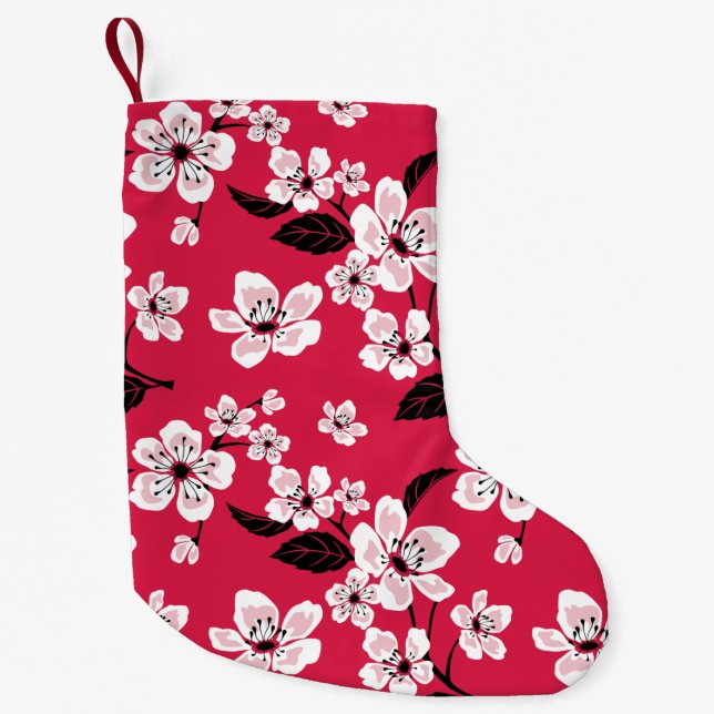 PETITE CHAUSSETTE DE NOËL CHERRY BLOSSOM - SAKURA (ROUGE) (Devant)