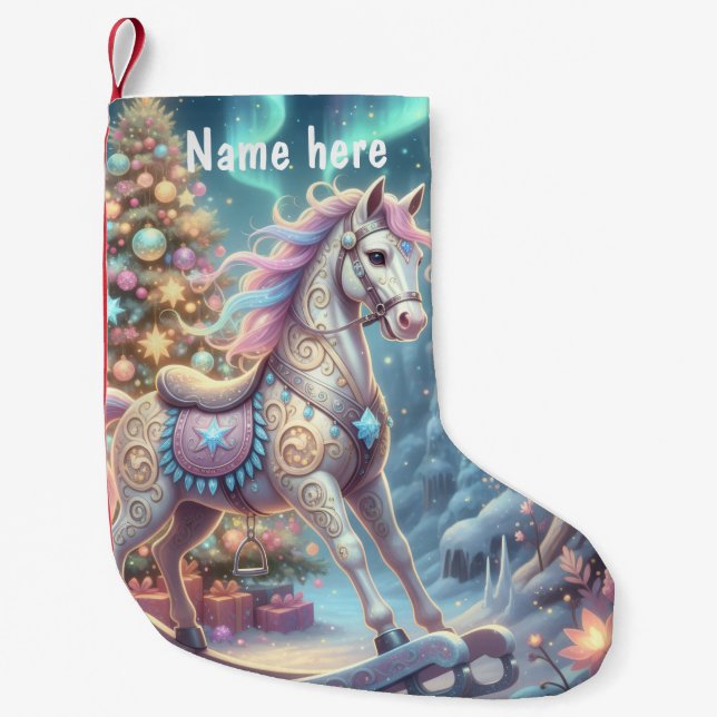 Petite Chaussette De Noël Cheval à bascule fantaisiste  (Devant)