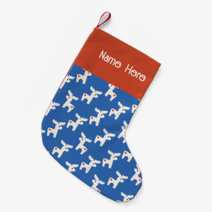 Petite Chaussette De Noël Cheval Dala de Noël Minimal rétro Bold bleu