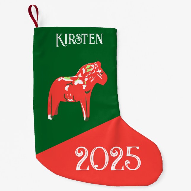 Petite Chaussette De Noël Cheval de Dala vintage (Devant)