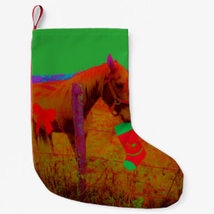 Petite Chaussette De Noël Cheval de l'arc rouge de couleur rétro