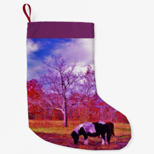 Petite Chaussette De Noël Cheval de Noël Retro ponple violet