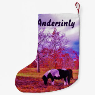 Petite Chaussette De Noël Cheval de Noël Retro ponple violet