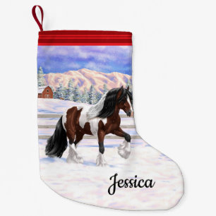 Petite Chaussette De Noël Cheval de Tinker Tinker Gypsy Vanner Brown Pinto