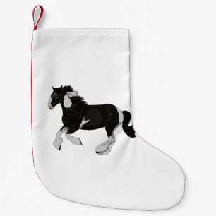 Petite Chaussette De Noël Cheval gitan de Pinto Vanner de peinture noire et