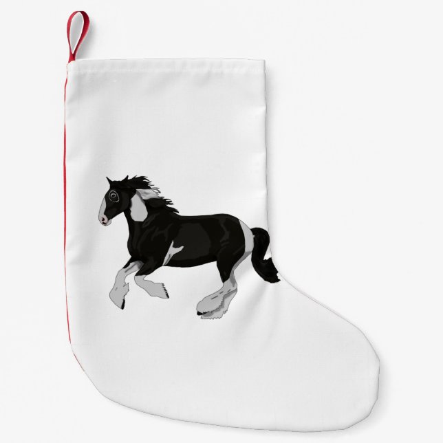 Petite Chaussette De Noël Cheval gitan de Pinto Vanner de peinture noire et (Devant)