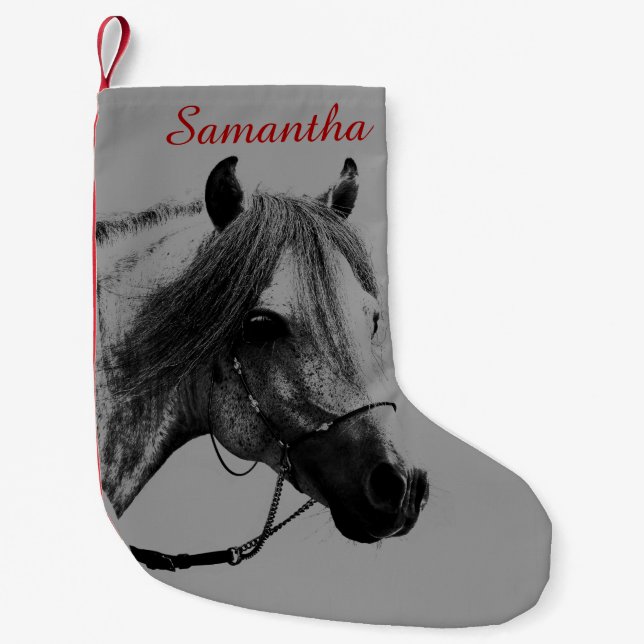 Petite Chaussette De Noël Cheval gris (Devant)
