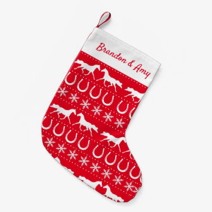 Petite Chaussette De Noël Cheval Lover Vilain Noël Jumper Rouge