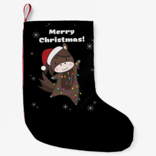 Petite Chaussette De Noël Cheval Pony Noël Neige Hiver Animaux Chevaux