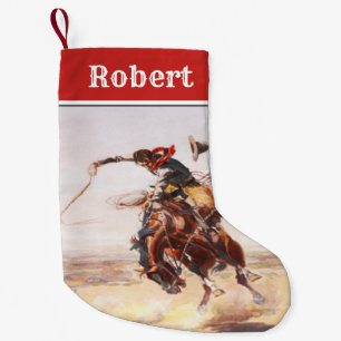 Petite Chaussette De Noël Cheval s'opposant occidental sauvage 2 de cowboy