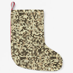 Petite Chaussette De Noël Chevauchement de petits carrés dans les tons marro