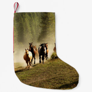 Petite Chaussette De Noël Chevaux de course dans le ranch du Montana