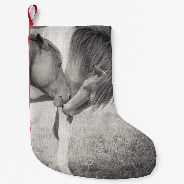 Petite Chaussette De Noël Chevaux embrassant le bas de Noël (Devant)
