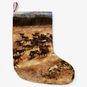 Petite Chaussette De Noël Chevaux Sauvages : Majesté d'Animal Artistique.