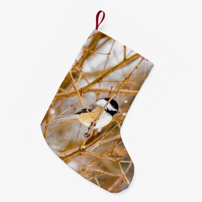 Petite Chaussette De Noël Chickadee au plafond noir - Photo originale (Devant (Accrochage))