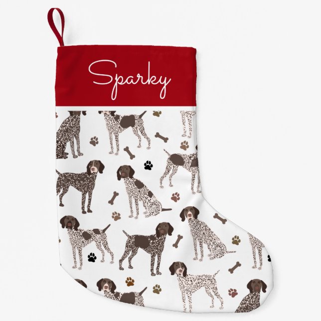Petite Chaussette De Noël Chien à pointeur court allemand Nom personnalisé P (Devant)