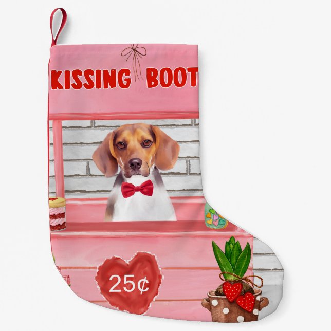 Petite Chaussette De Noël Chien beagle Valentine's Day Kissing Booth (Devant)