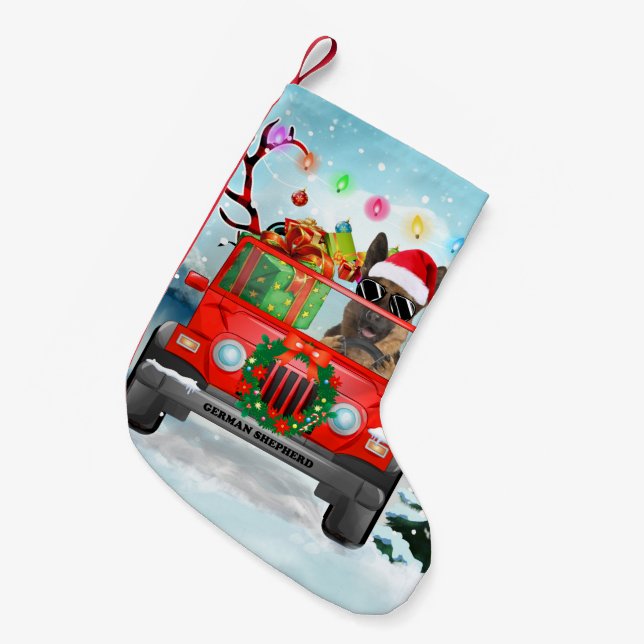 Petite Chaussette De Noël Chien berger allemand avec cadeaux de Noël (Devant (Accrochage))