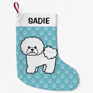 Petite Chaussette De Noël Chien Bichon Frise de dessin animé mignon