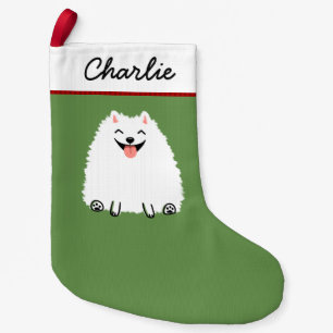 Petite Chaussette De Noël Chien blanc de Poméranie pour caricatures de Noë