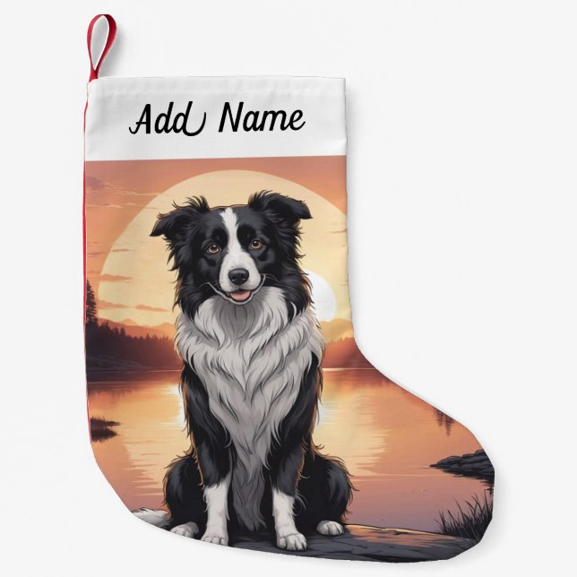 Petite Chaussette De Noël Chien Border Collie (Devant)