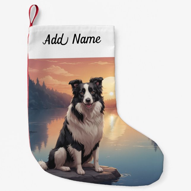Petite Chaussette De Noël Chien Border Collie (Devant)