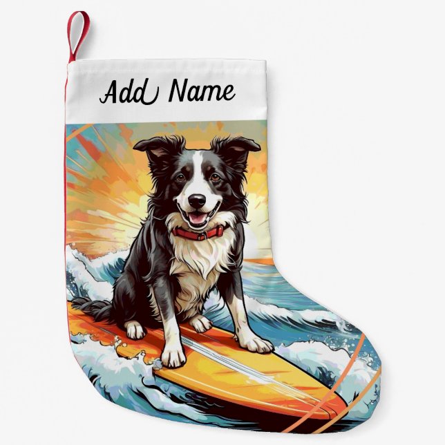 Petite Chaussette De Noël Chien Border Collie (Devant)