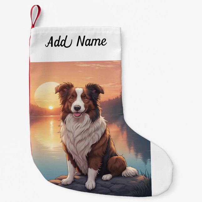 Petite Chaussette De Noël Chien Border Collie (Devant)