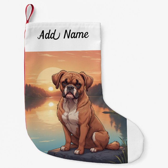 Petite Chaussette De Noël Chien Boxer (Devant)