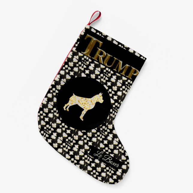 PETITE CHAUSSETTE DE NOËL CHIEN BOXER BLING (Devant (Accrochage))