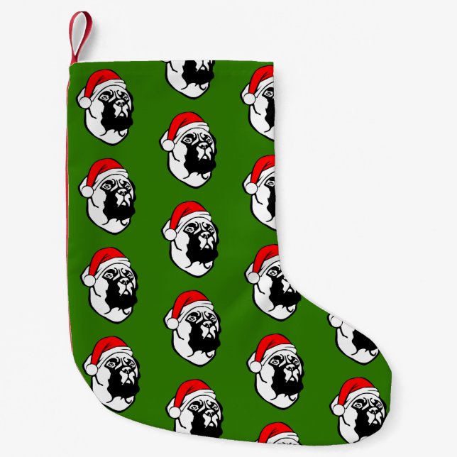 Petite Chaussette De Noël Chien Bullmastiff avec chapeau de Noël (Devant)