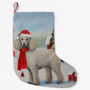 Petite Chaussette De Noël Chien Caniche dans la neige de Noël