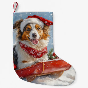 Petite Chaussette De Noël Chien Colley dans un Traîneau Laissez Tomber la Ne