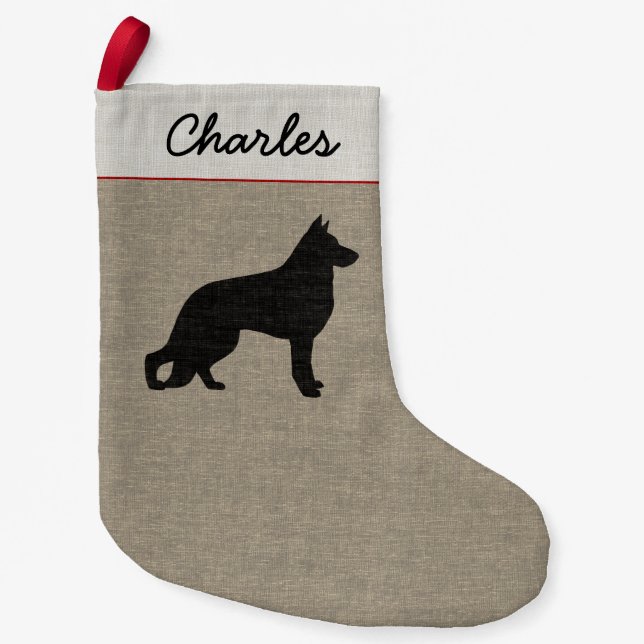 Petite Chaussette De Noël Chien de berger allemand K-9 personnalisé par (Devant)