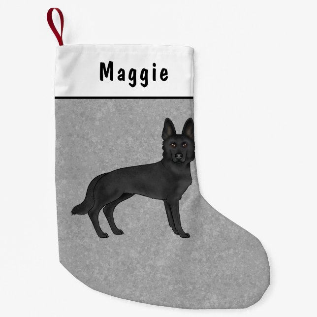Petite Chaussette De Noël Chien de berger allemand noir caricaturé debout gr (Devant)