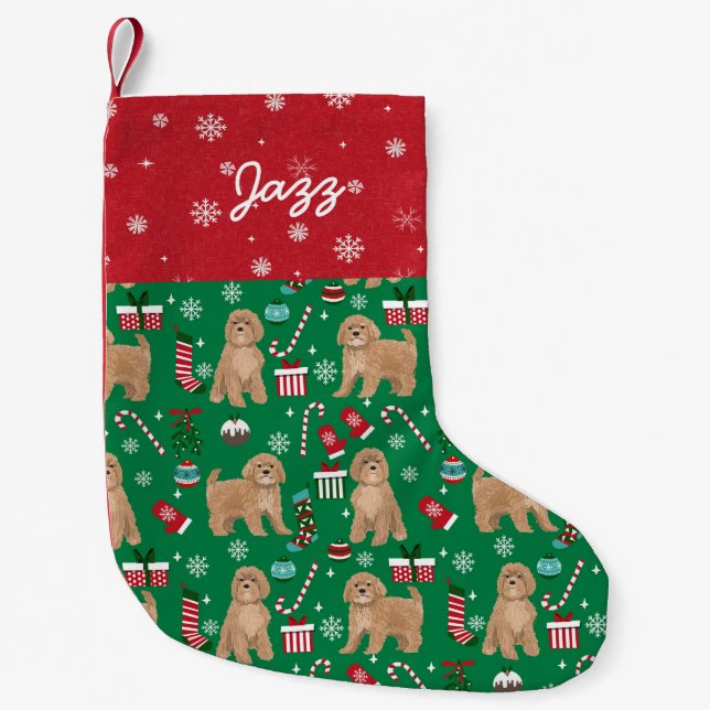 Petite Chaussette De Noël Chien de cavoodle, chien de cavapou (Devant)