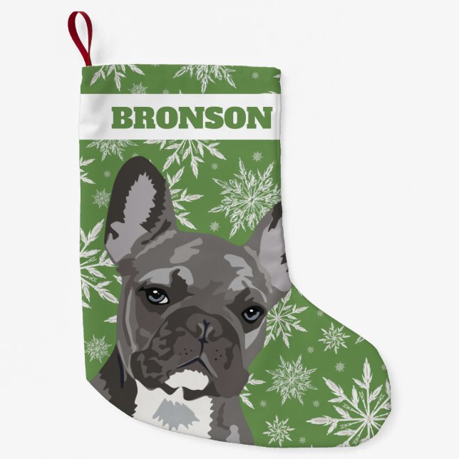 Petite Chaussette De Noël Chien de compagnie personnalisé| Cadeau de Bulldog (Devant)