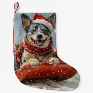 Petite Chaussette De Noël Chien de Heeler Bleu dans la corniche laissez-le n