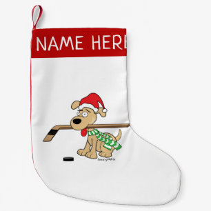 Petite Chaussette De Noël Chien de Hockey Personnalisé Stationnement de No