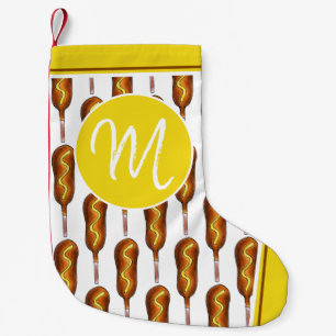 Petite Chaussette De Noël Chien de maïs avec carnaval de moutarde Monogramme