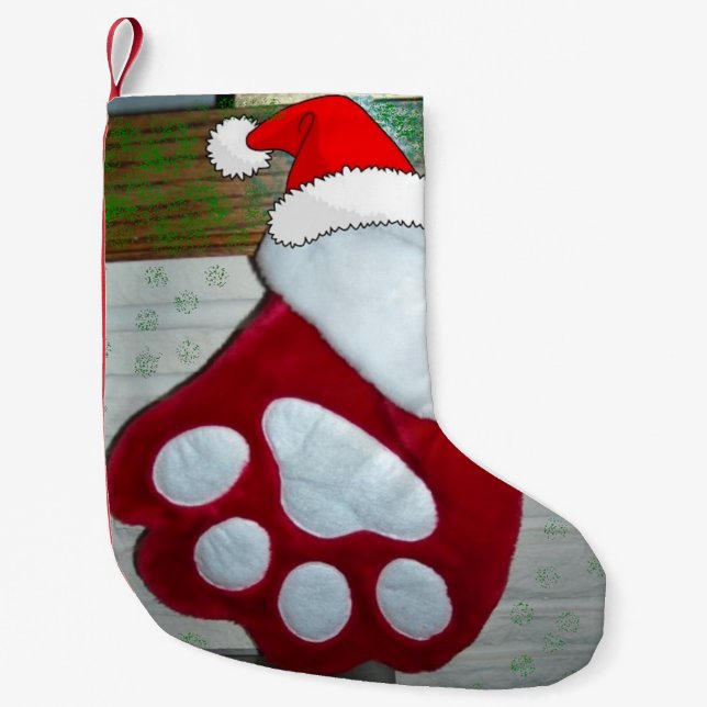 Petite Chaussette De Noël Chien de Noël Paw (Devant)