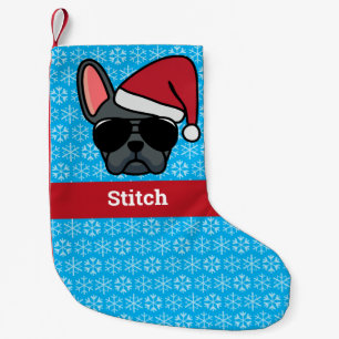 Petite Chaussette De Noël Chien de taule bleu de Noël