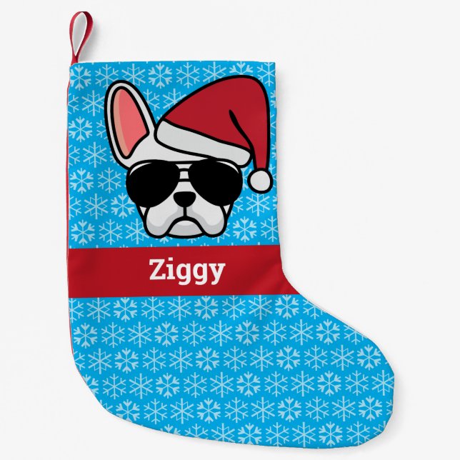 Petite Chaussette De Noël Chien de taureau blanc de Noël (Devant)